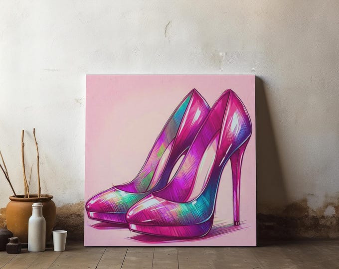 Modern Bedroom Accent, Stiletto Heels Portrait, 14x14