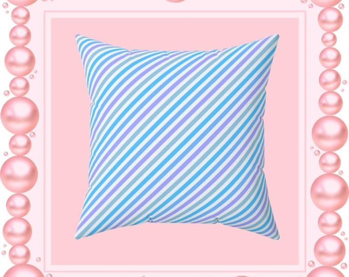 Purple & Blue Striped Throw Pillow: Spun Polyester Accent Pillow