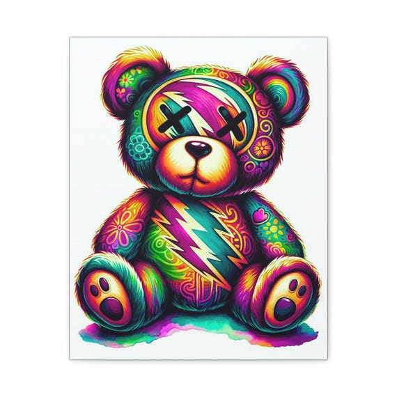 Ziggy Bear Canvas Wall Art: Colorful Nursery Decor, Kids Room Art