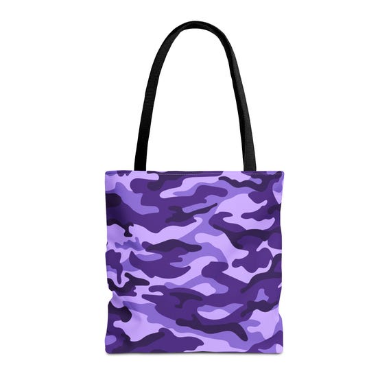 Purple Camo Tote Bag: 16x16 Polyester Shopping Bag