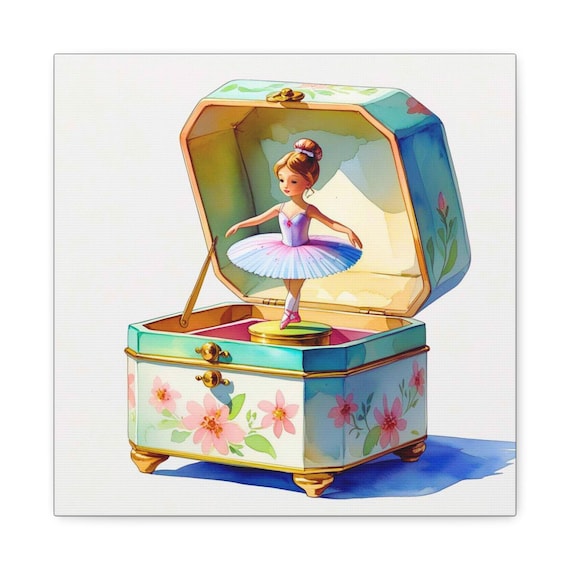 Ballet Music Box Canvas Art: Whimsical Children's Room Decor