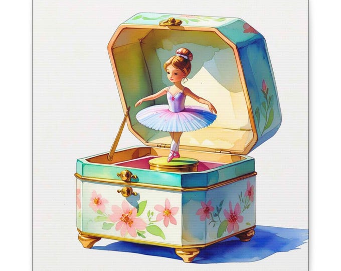 Ballet Music Box Canvas Art: Whimsical Children's Room Decor