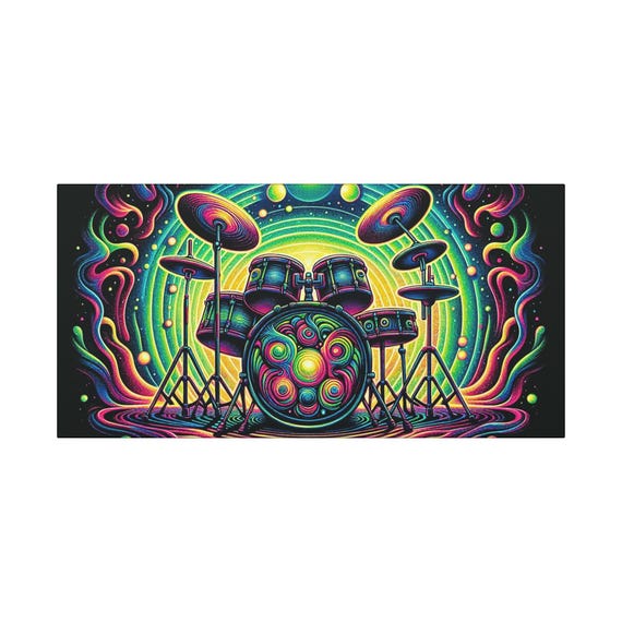 Drummer's Pulse Canvas Art: Psychedelic Music Room Decor