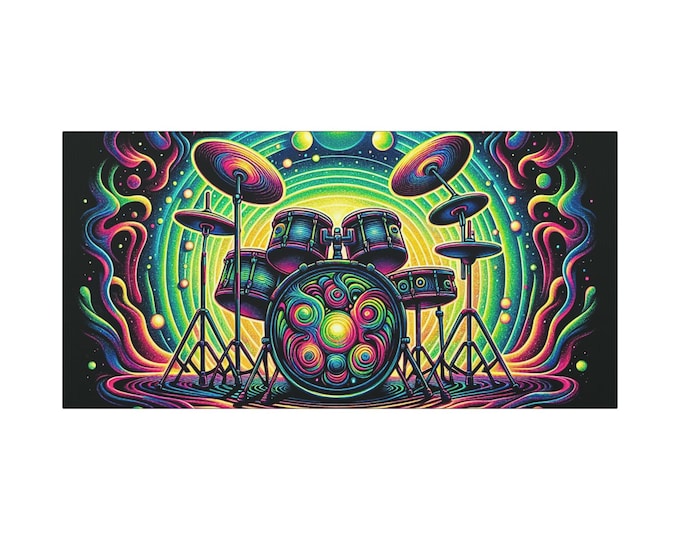 Drummer's Pulse Canvas Art: Psychedelic Music Room Decor