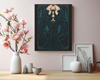 High Priestess Canvas Wall Art: Mystical Gothic Decor (16x20)