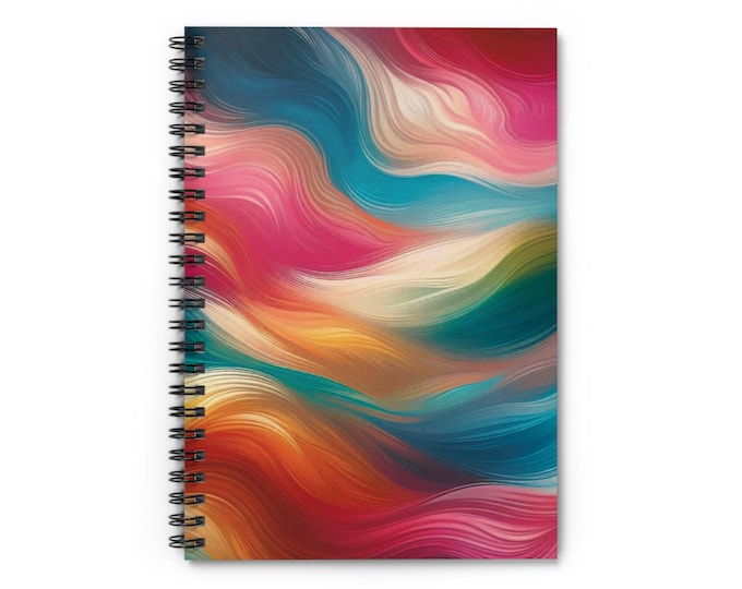 Pastel Waves Spiral Notebook: Artistic Journal, Ruled Pages
