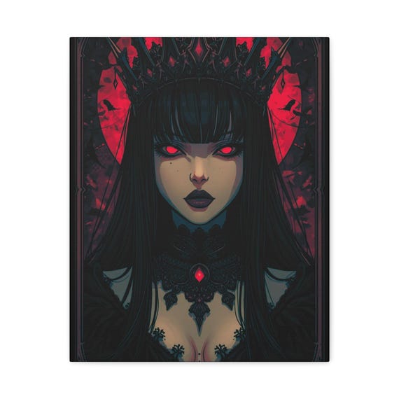 Gothic Dark Royalty Canvas Art: Witchy Home Decor, Mysterious Artwork