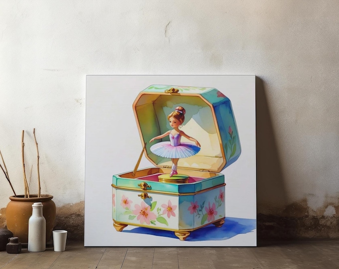 Ballet Music Box Canvas Art: Whimsical Children's Room Decor
