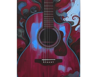 Acoustic Guitar Canvas Wall Art: Scarlet Vibrations, Music Lover Decor (16x20 Canvas Only)