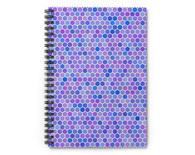 Purple Honeycomb Spiral Notebook: Ruled Lines, Student Journal