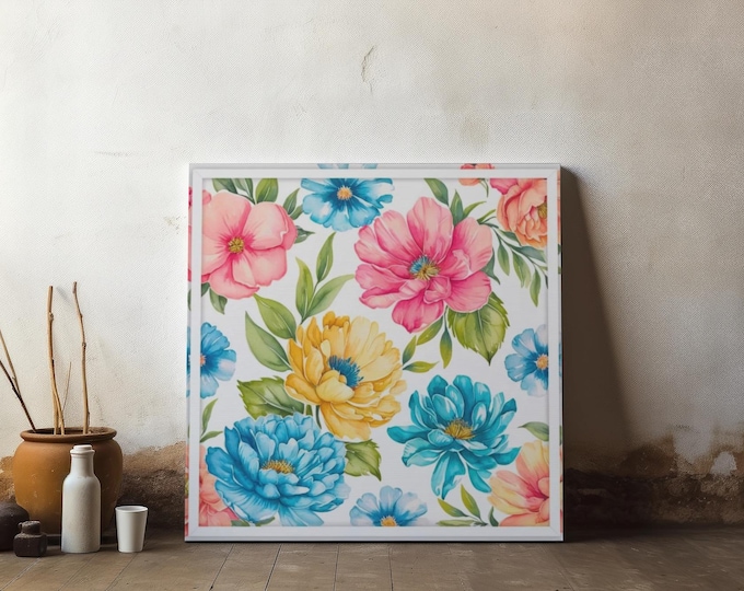 Floral Canvas Wall Art: Spring Botanical Home Decor, 14x14