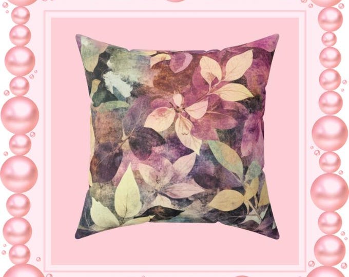 Floral Throw Pillow | Botanical Art, Spun Polyester (16x16)