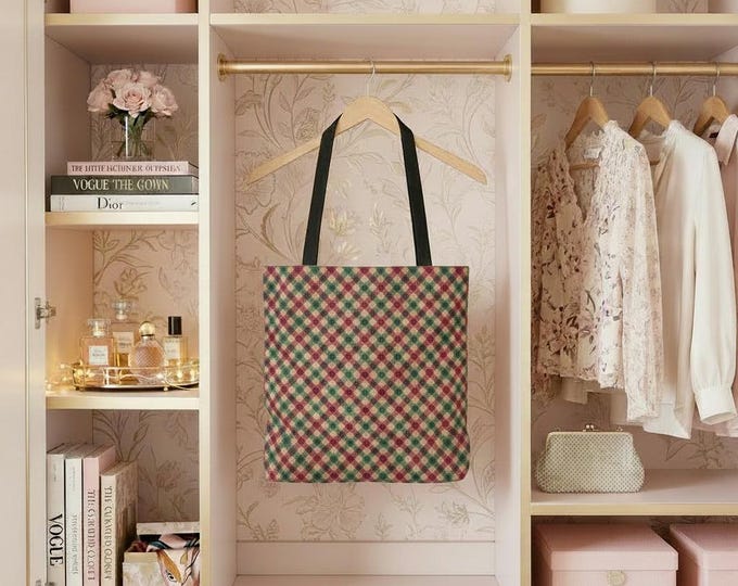 Plaid Tote Bag: Stylish Polyester Handbag