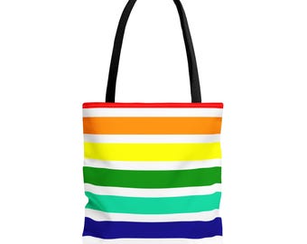 Rainbow Striped Tote Bag: Colorful Beach, Grocery, & Shopping Essential
