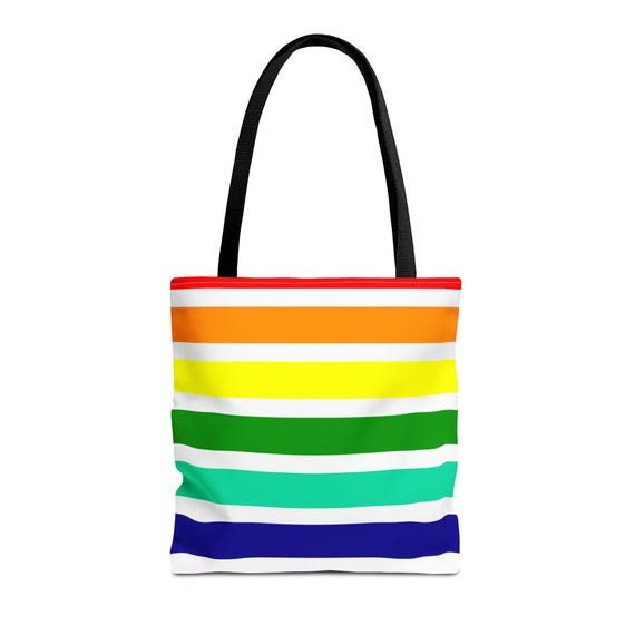 Rainbow Striped Tote Bag: Colorful Beach, Grocery, & Shopping Essential