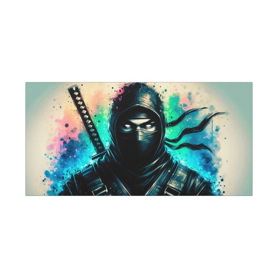 Ninja Art Canvas: Colorful Anime Gamer Room Decor (30x15)