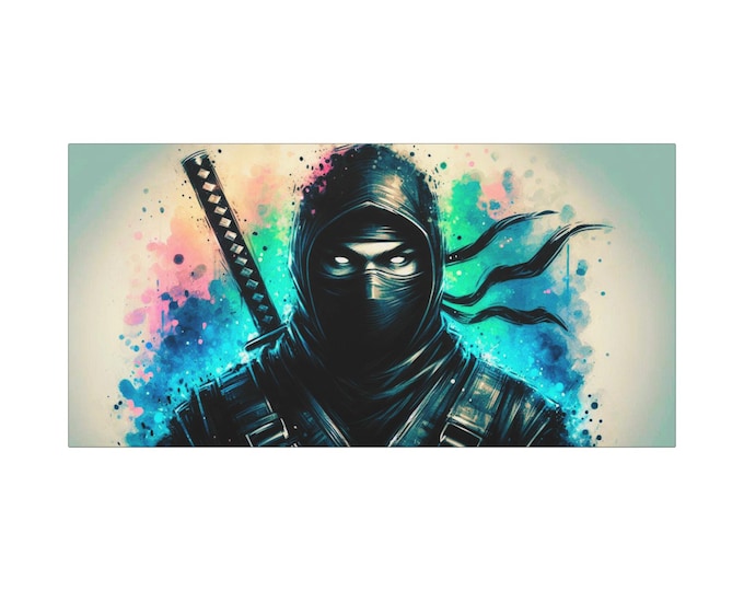 Ninja Art Canvas: Colorful Anime Gamer Room Decor (30x15)