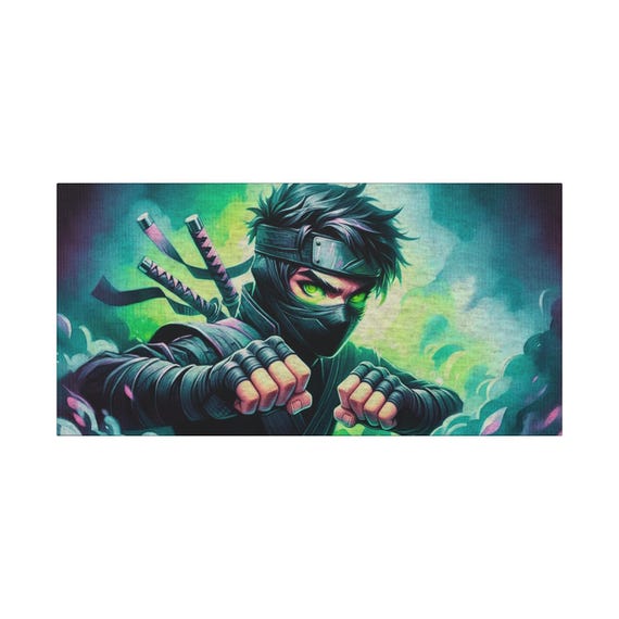 Anime Ninja Canvas Art: Colorful Gamer Room Wall Decor (30x15)
