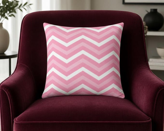 Pink Chevron Pillow | Blush Zigzag Nursery Throw (16x16)