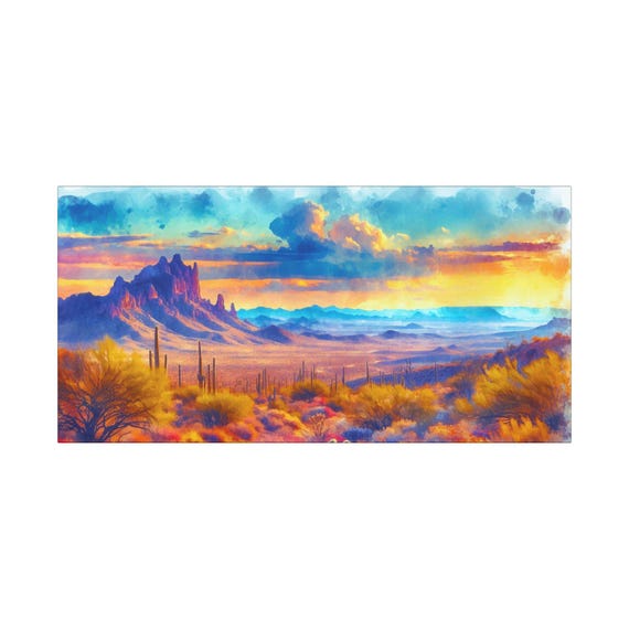 Cactus Choir Desert Canvas Wall Art: Bohemian Landscape Decor (30x15)
