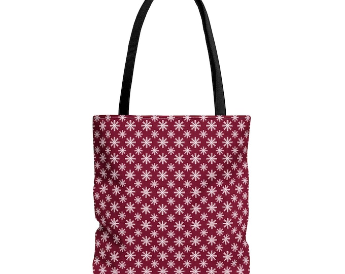 Snowflake Tote Bag: Stylish Peppermint Chic Pattern (16x16)