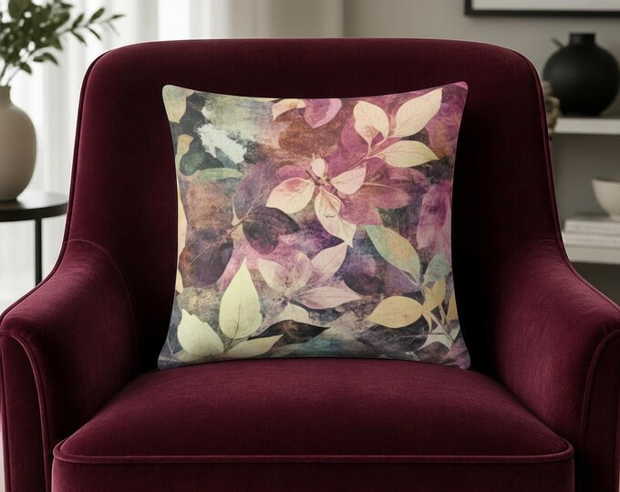 Floral Throw Pillow | Botanical Art, Spun Polyester (16x16)