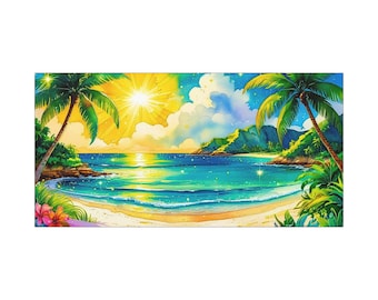 Tropical Beach Canvas Wall Art: Summer Vacation Home Decor (30x15)