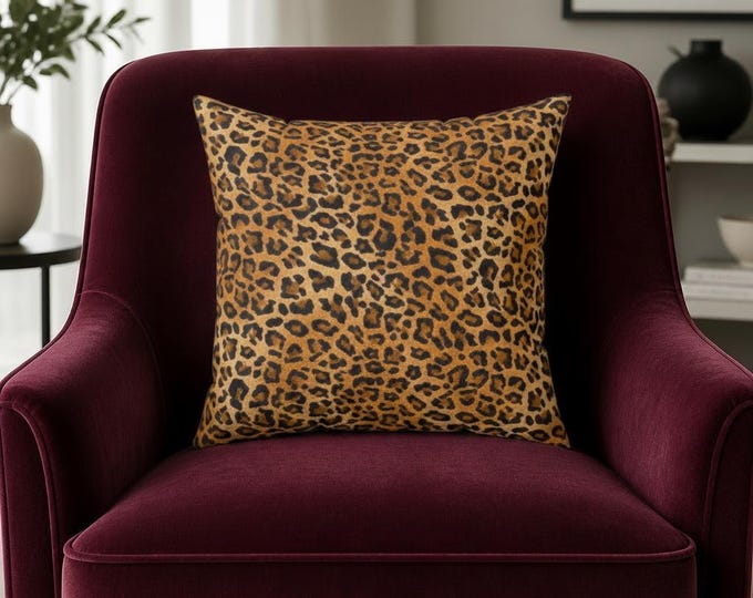 Leopard Throw Pillow: Spun Polyester Accent Cushion, 16x16