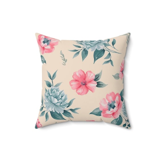 Floral Spun Polyester Square Pillow: Pearl River Design, Cozy Home Decor