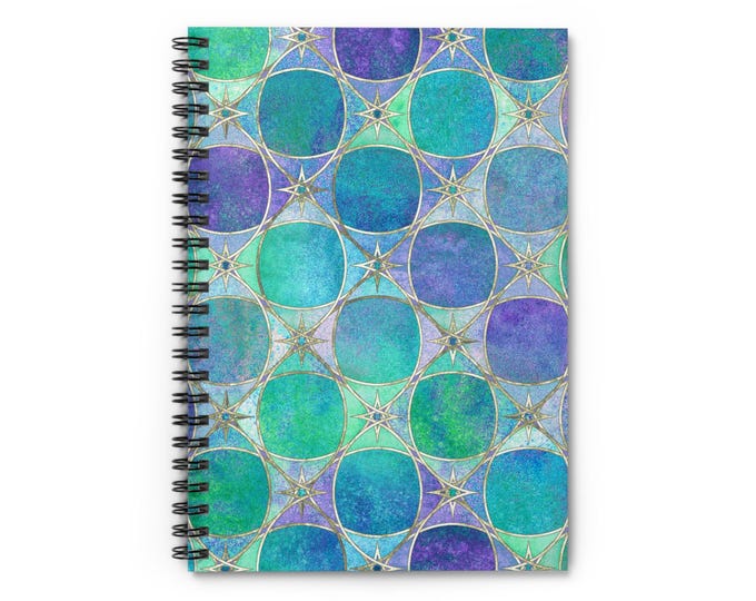 Opalescent Spiral Notebook: Artistic School Journal with Pocket