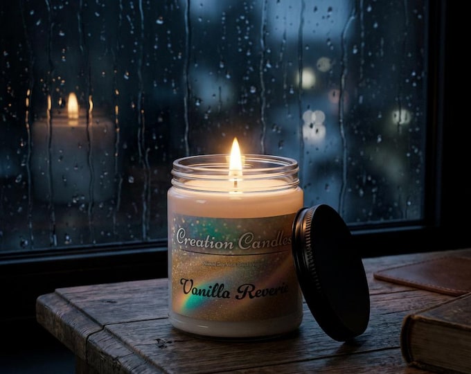 Vanilla Reverie Natural Soy Wax Candle Jar 9oz | Vanilla Scent | Hand Poured | Vegan