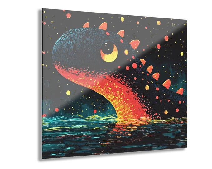 Friendly Sea Monster Acrylic Print | French Cleat Hanging