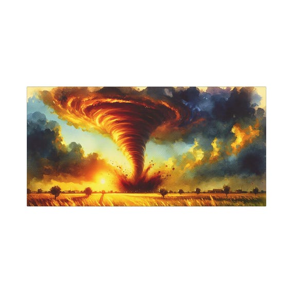 Infernal Tornado Canvas Wall Art: Dramatic Landscape Home Decor