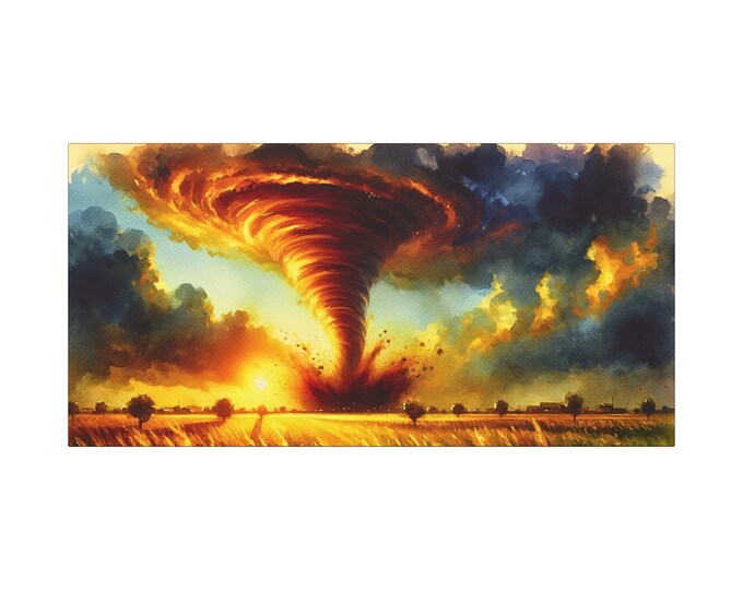 Infernal Tornado Canvas Wall Art: Dramatic Landscape Home Decor