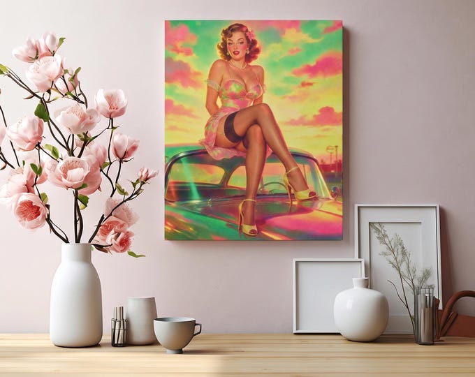 Pretty in Pinup Matte Canvas Artwork | Vintage Inspired Home Decor
