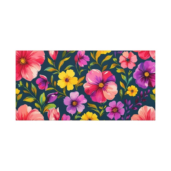 Floral Canvas Wall Art: Vibrant Botanical Tapestry, Boho Home Decor (30x15 Canvas Only)