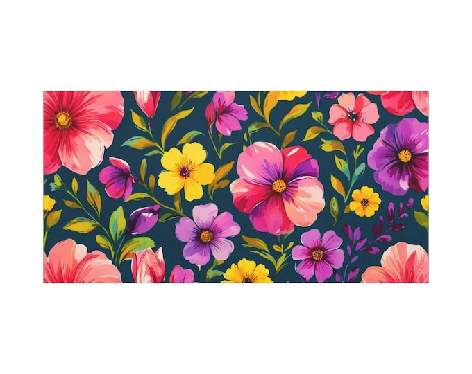 Floral Canvas Wall Art: Vibrant Botanical Tapestry, Boho Home Decor (30x15 Canvas Only)