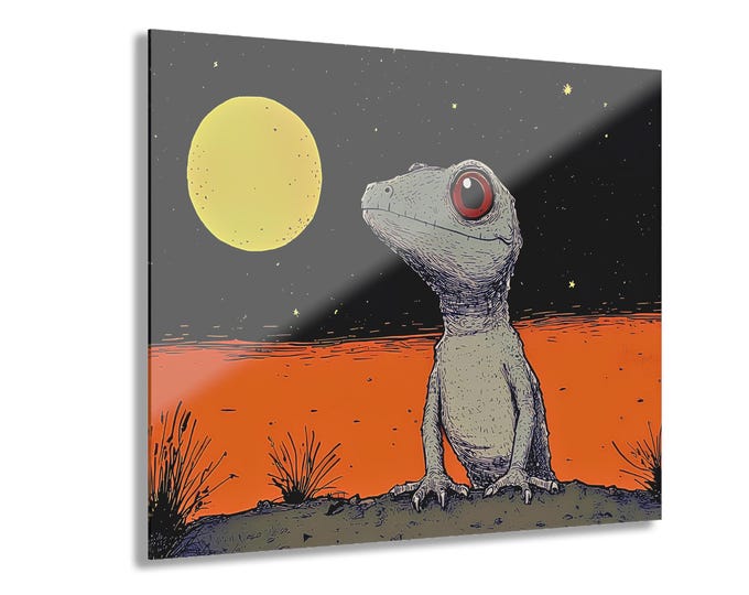 Wide-Eyed Gecko Nightscape Acrylic Print | French Cleat Hanging