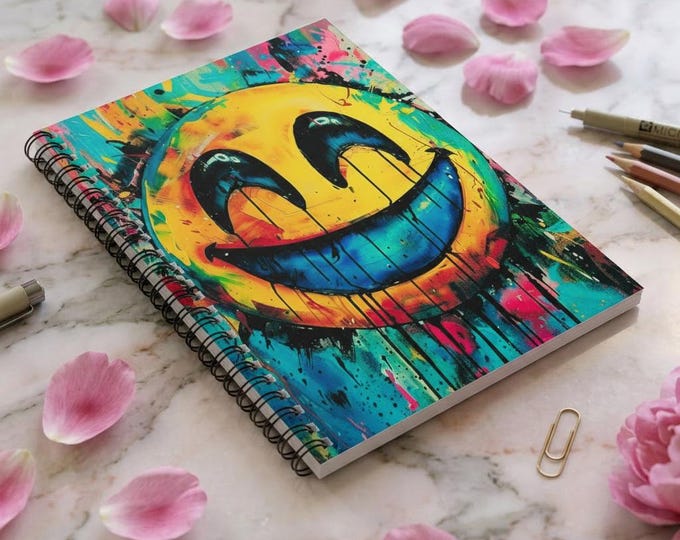 Dripping Graffiti Smiley Spiral Notebook | Ruled Journal
