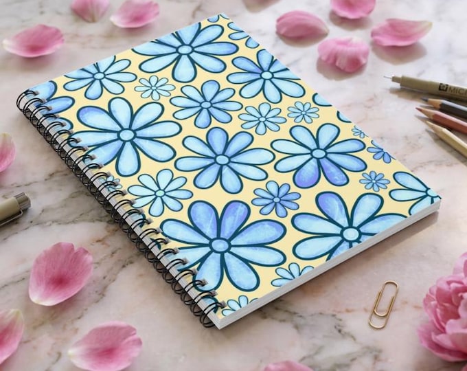 Blue Daisy Floral Spiral Notebook | Ruled Journal