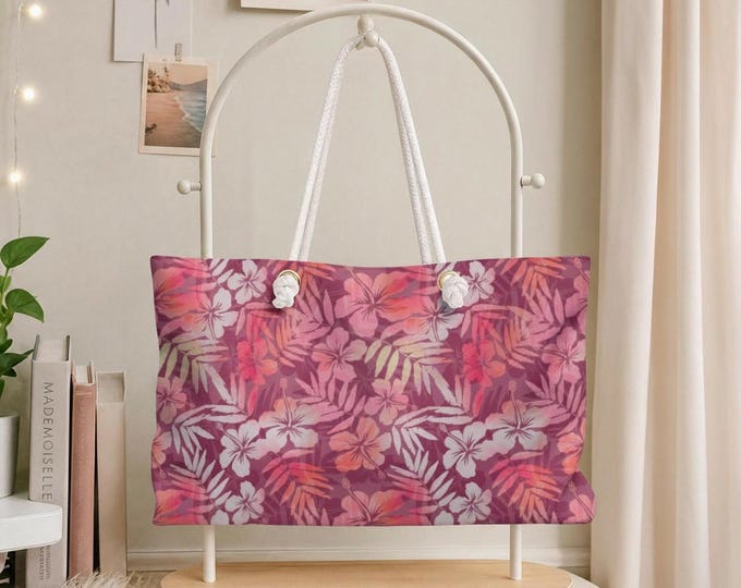 Sunset Florale Weekender Bag | Pink Floral Beach Tote