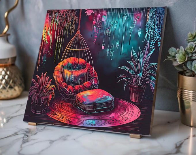 Neon Boho Lounge Acrylic Print | French Cleat Wall Art