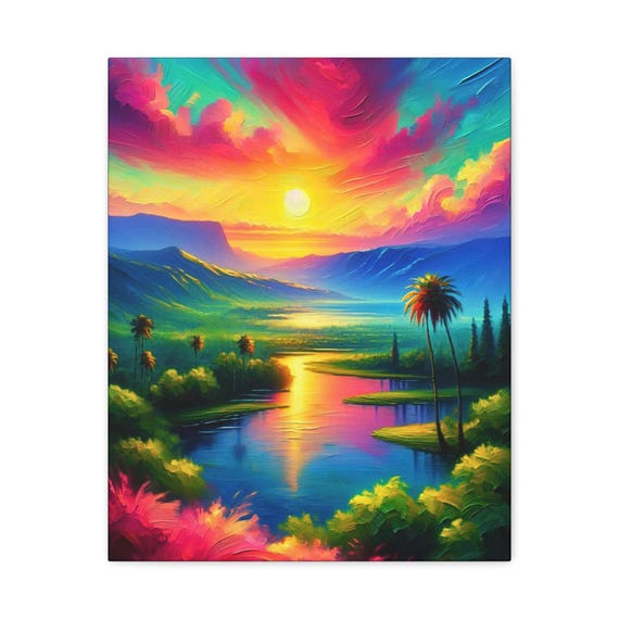 Blush in the Breeze Canvas Art: Dreamy Landscape, Bohemian Home Decor (16x20)