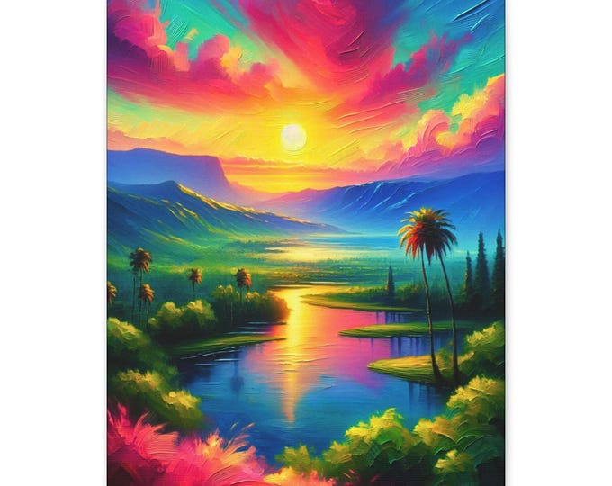 Blush in the Breeze Canvas Art: Dreamy Landscape, Bohemian Home Decor (16x20)