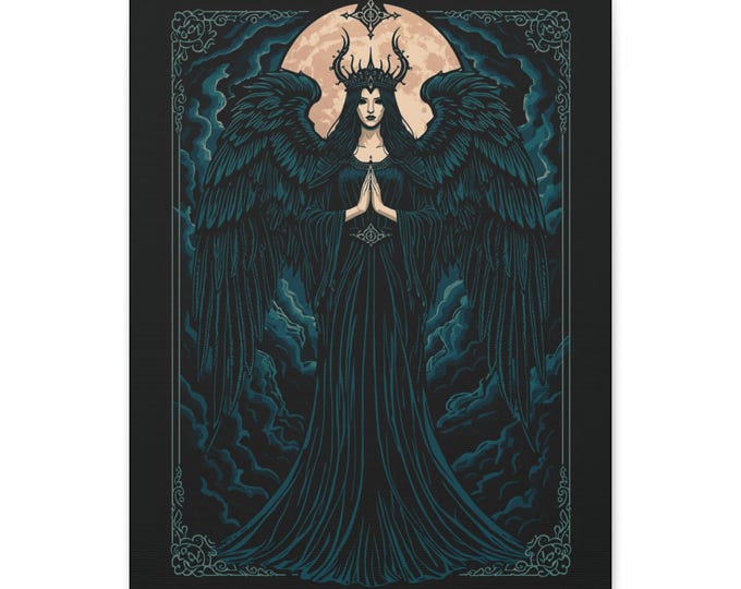 High Priestess Canvas Wall Art: Mystical Gothic Decor (16x20)