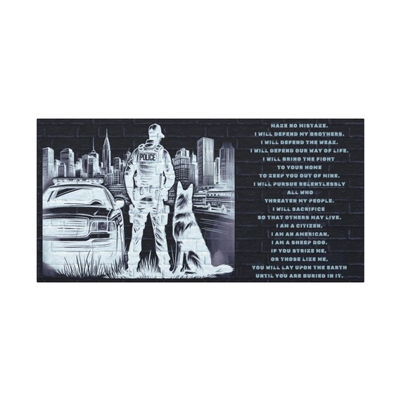 Police Tribute Canvas Art: Law Enforcement Memorial Artwork (30x15)