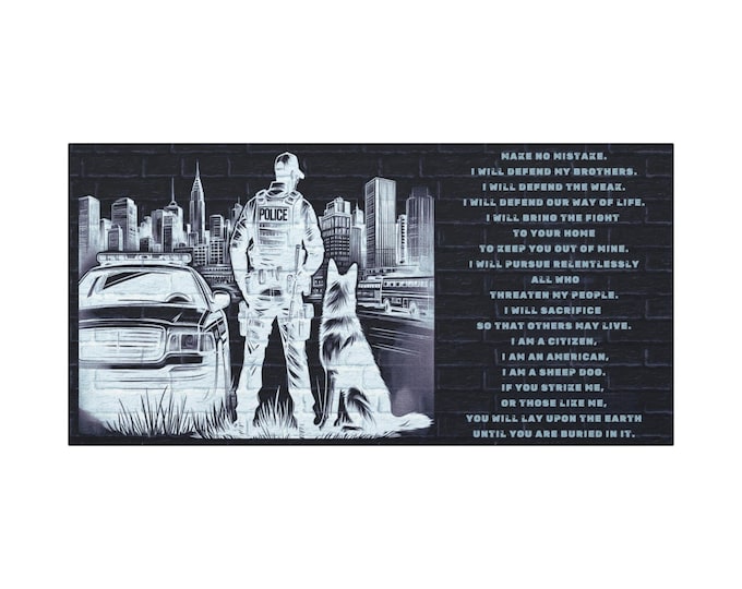 Police Tribute Canvas Art: Law Enforcement Memorial Artwork (30x15)