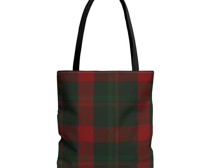 Festive Plaid Tote Bag: Christmas Holiday Shopping Carryall