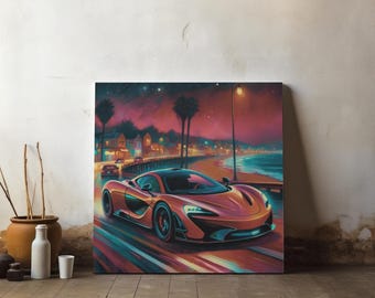 Retro Car Canvas Wall Art: Spectrum Racer, Luxury Car (14x14)