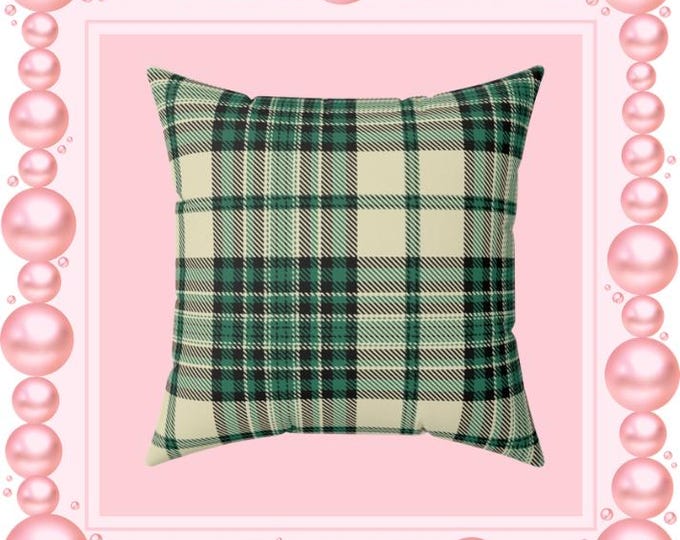 Plaid Farmhouse Pillow: Spun Polyester Accent (16x16)
